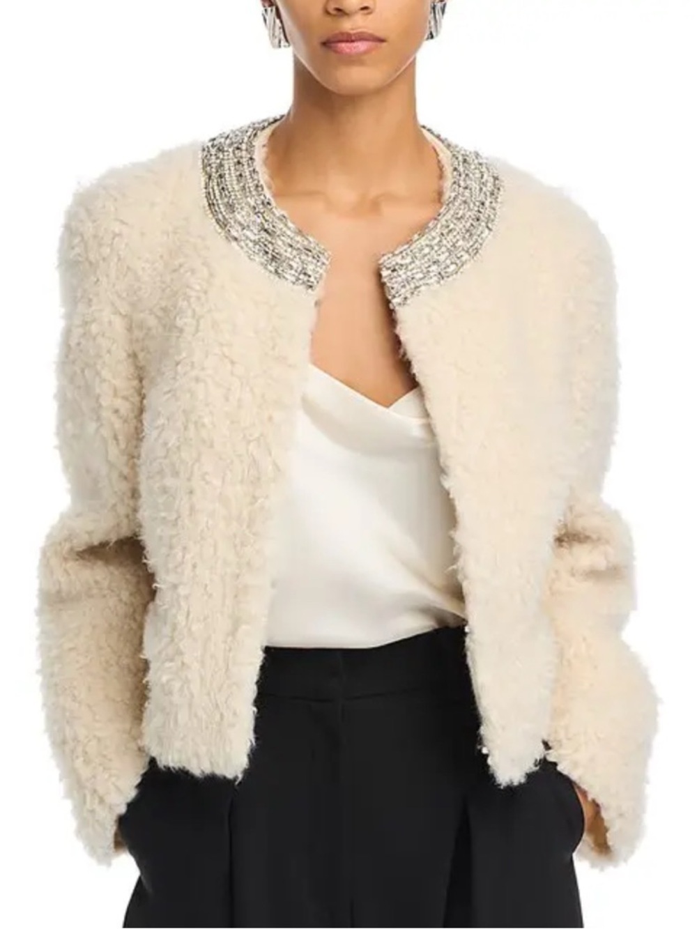 NWOT Cinq à Sept Shearling Christie Jacket Ivory